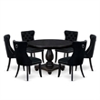 East West Furniture Ferris 7 Piece Round Kitchen Set in Black Finish