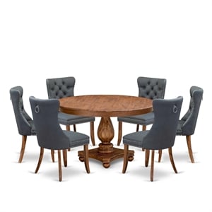 East West Furniture Ferris 7-Piece Mid-Century Dining Table Set in Walnut Finish