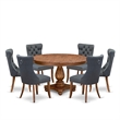 East West Furniture Ferris 7-Piece Mid-Century Dining Table Set in Walnut Finish
