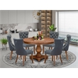 East West Furniture Ferris 7-Piece Mid-Century Dining Table Set in Walnut Finish