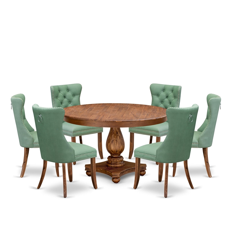 East West Furniture Ferris 7-Piece Modern Dining Table Set in Walnut Finish