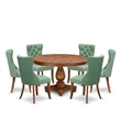East West Furniture Ferris 7-Piece Modern Dining Table Set in Walnut Finish