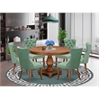 East West Furniture Ferris 7-Piece Modern Dining Table Set in Walnut Finish