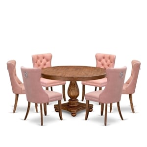 East West Furniture Ferris 7-Piece Kitchen Table Set in Walnut Finish