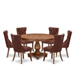 East West Furniture Ferris 7-Piece Dining Table Set in Walnut Finish