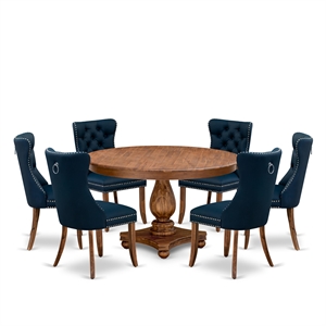 East West Furniture Ferris 7-Piece Dining Table Set in Walnut Finish
