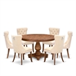 East West Furniture Ferris 7-Piece Dining Table Set in Walnut Finish