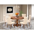 East West Furniture Ferris 7-Piece Dining Table Set in Walnut Finish