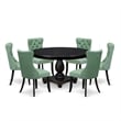 East West Furniture Ferris 7 Piece Round Dining Table Set in Black Finish