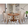 East West Furniture Ferris 7-Piece Dining Table Set in Walnut Finish