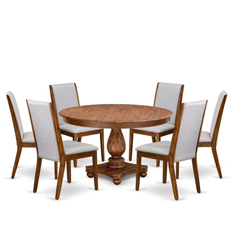 East West Furniture Ferris 7-Piece Dining Table Set in Walnut Finish
