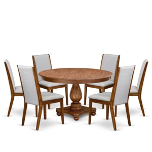 East West Furniture Ferris 7-Piece Dining Table Set in Walnut Finish