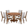 East West Furniture Ferris 7-Piece Dining Table Set in Walnut Finish