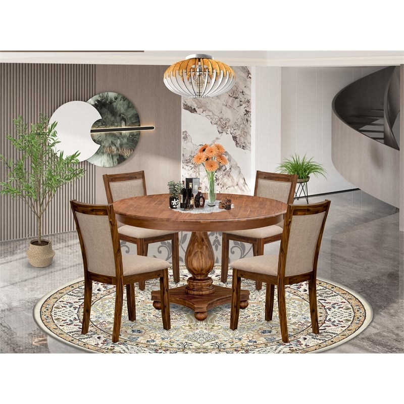 East West Furniture Ferris 5-Piece Kitchen Dining Set in Walnut Finish
