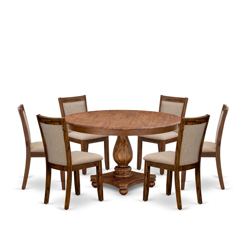 East West Furniture Ferris 7-Piece Mid-Century Kitchen Table Set in Walnut