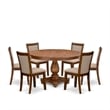 East West Furniture Ferris 7-Piece Mid-Century Kitchen Table Set in Walnut