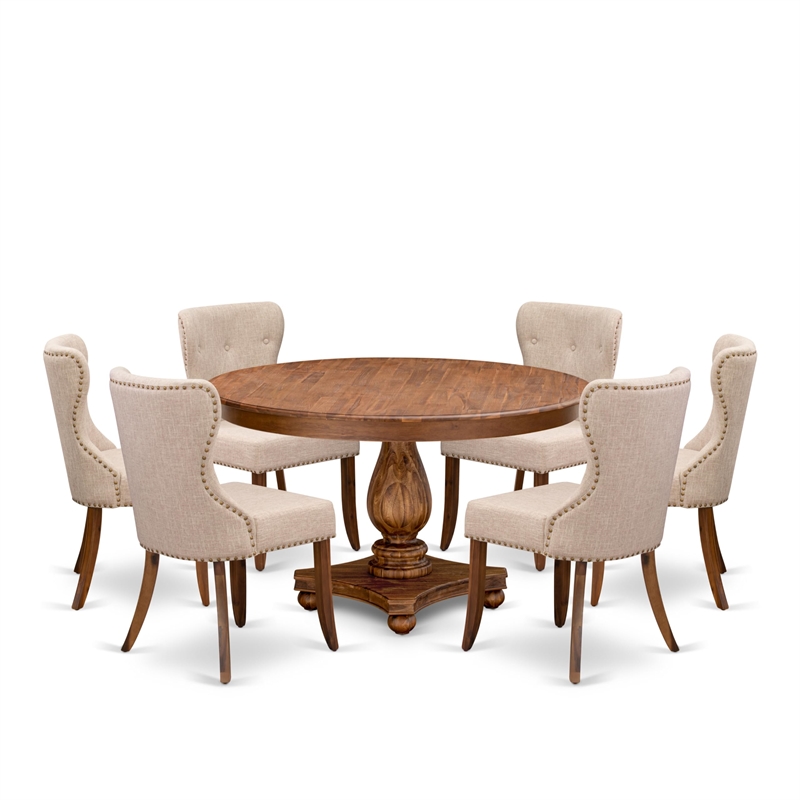 East West Furniture Ferris 7-Piece Kitchen Dining Set in Walnut Finish