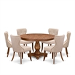 East West Furniture Ferris 7-Piece Kitchen Dining Set in Walnut Finish
