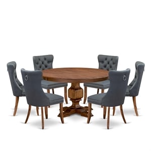 East West Furniture Ferris 7-Piece Kitchen Table Set in Walnut Finish