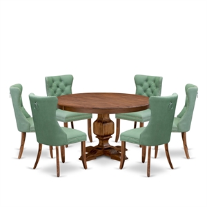 East West Furniture Ferris 7-Piece Dinner Set in Walnut Finish