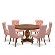 East West Furniture Ferris 7-Piece Dining Table Set in Walnut Finish