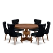 East West Furniture Ferris 7-Piece Dining Table Set in Walnut Finish