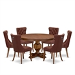 East West Furniture Ferris 7-Piece Dining Table Set in Walnut Finish