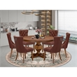 East West Furniture Ferris 7-Piece Dining Table Set in Walnut Finish