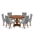 East West Furniture Ferris 7-Piece Dining Table Set in Walnut Finish