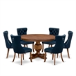 East West Furniture Ferris 7-Piece Dining Table Set in Walnut Finish