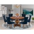 East West Furniture Ferris 7-Piece Dining Table Set in Walnut Finish