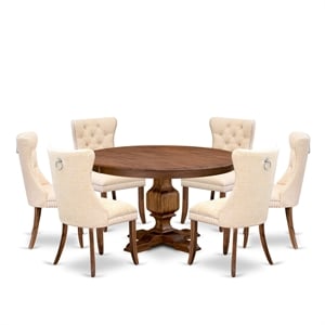 East West Furniture Ferris 7-Piece Modern Dining Table Set in Walnut Finish