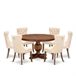 East West Furniture Ferris 7-Piece Modern Dining Table Set in Walnut Finish