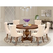 East West Furniture Ferris 7-Piece Modern Dining Table Set in Walnut Finish