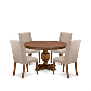 east west furniture ferris 5-piece modern dining set in walnut finish
