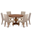 East West Furniture Ferris 7-Piece Dining Table Set in Walnut Finish
