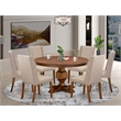 East West Furniture Ferris 7-Piece Dining Table Set in Walnut Finish