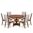 East West Furniture Ferris 7-Piece Dining Table Set in Walnut Finish