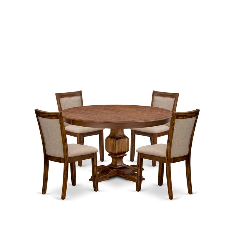 East West Furniture Ferris 5-Piece Dining Table Set in Walnut Finish