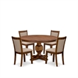 East West Furniture Ferris 5-Piece Dining Table Set in Walnut Finish