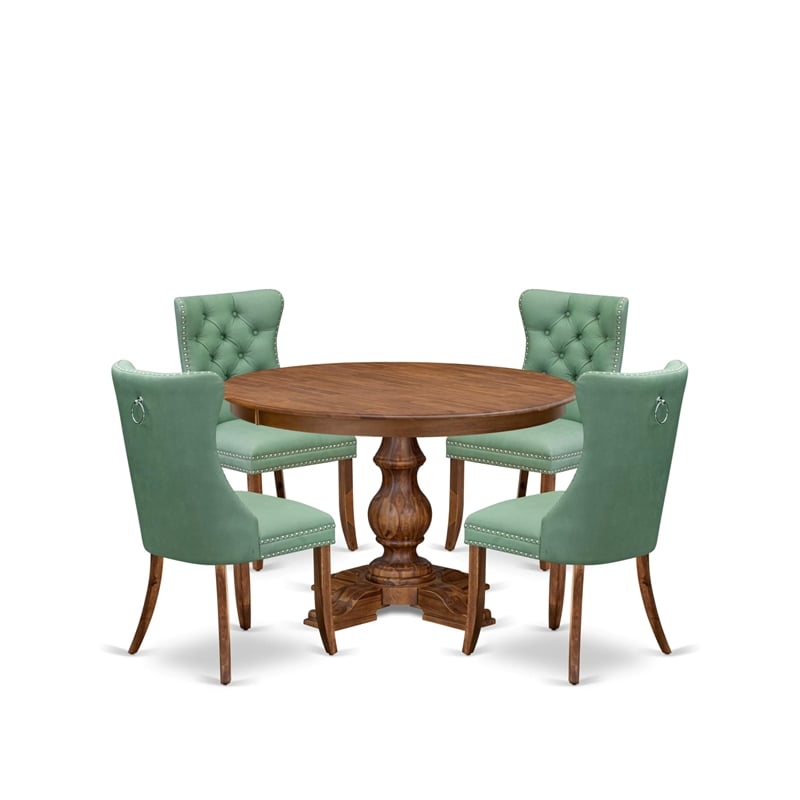 East West Furniture Ferris 5-Piece Kitchen Dining Set in Walnut Finish