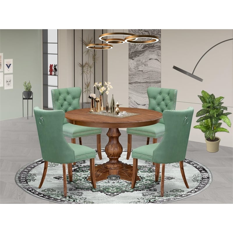 East West Furniture Ferris 5-Piece Kitchen Dining Set in Walnut Finish