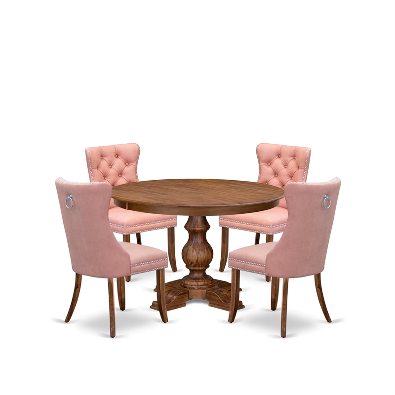 East West Furniture Ferris 5-Piece Modern Dining Set in Walnut Finish