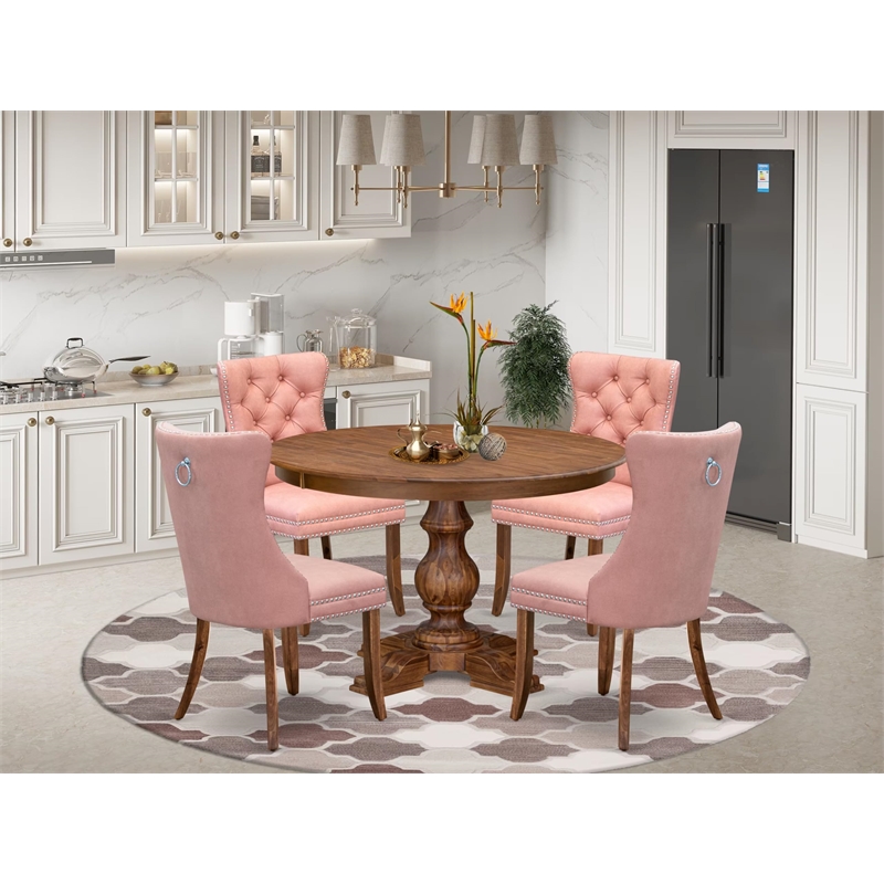 East West Furniture Ferris 5-Piece Modern Dining Set in Walnut Finish