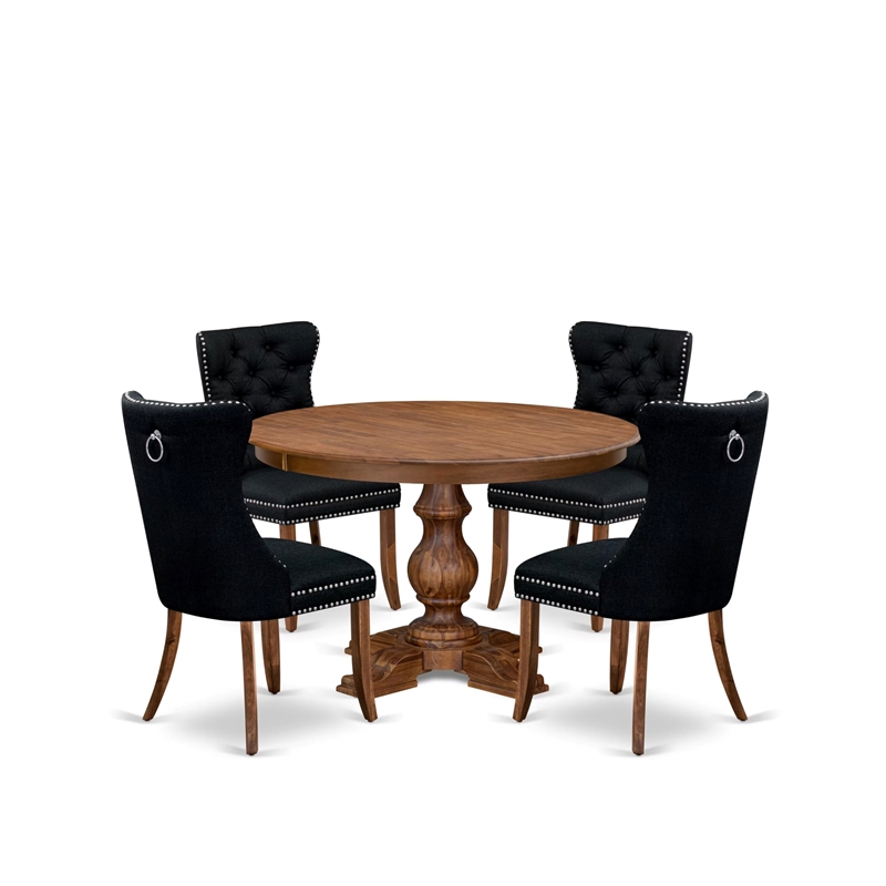 East West Furniture Ferris 5-Piece Modern Dining Set in Walnut Finish
