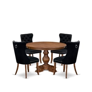 East West Furniture Ferris 5-Piece Modern Dining Set in Walnut Finish