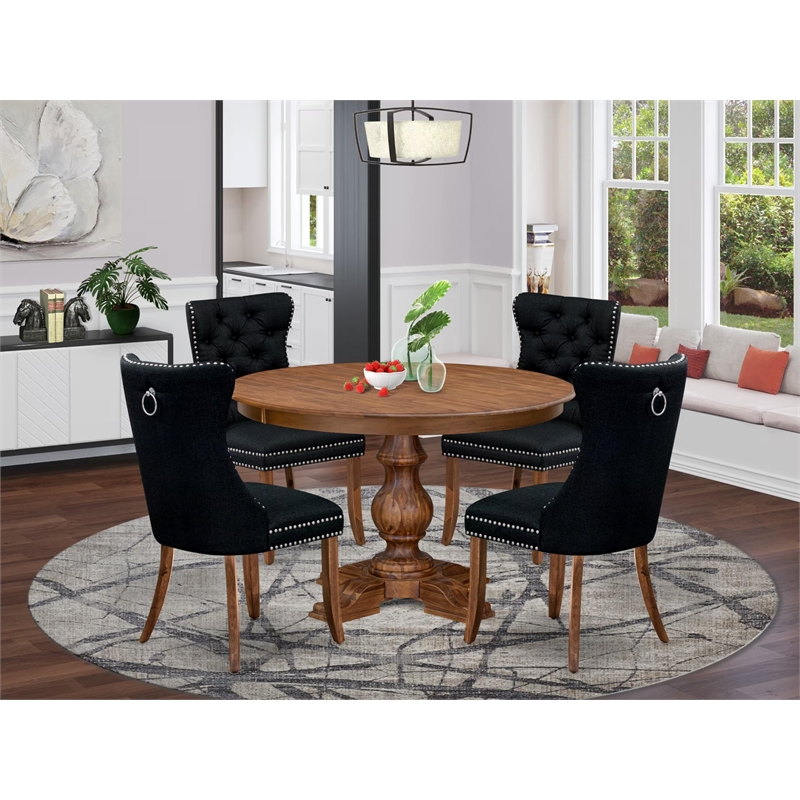 East West Furniture Ferris 5-Piece Modern Dining Set in Walnut Finish