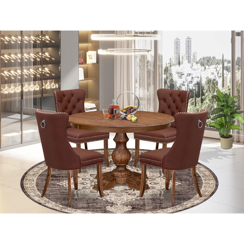 East West Furniture Ferris 5-Piece Modern Dining Set in Walnut Finish