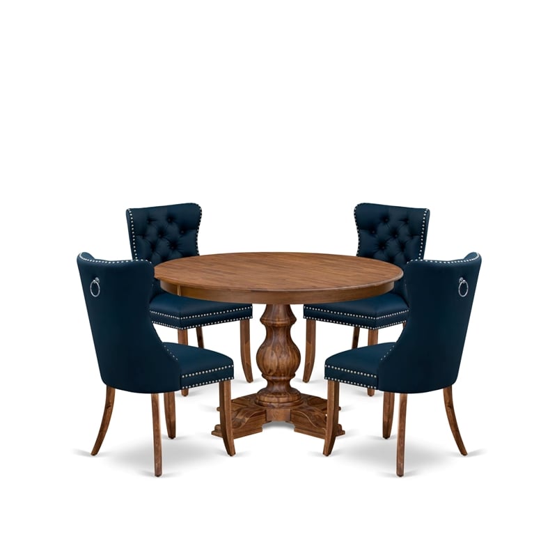 East West Furniture Ferris 5-Piece Kitchen Dining Set in Walnut Finish