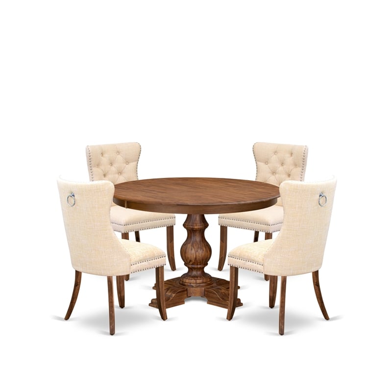 East West Furniture Ferris 5-Piece Dining Room Set in Walnut Finish